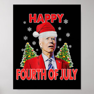 Poster Santa Joe Biden Joyeux 4 juillet Drôle de Noël