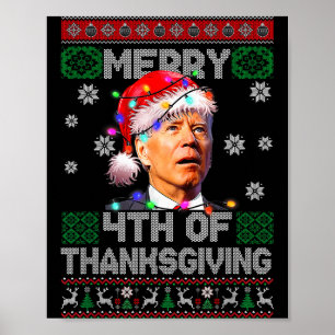Poster Santa Joe Biden Joyeux 4ème jour de Thanksgiving l
