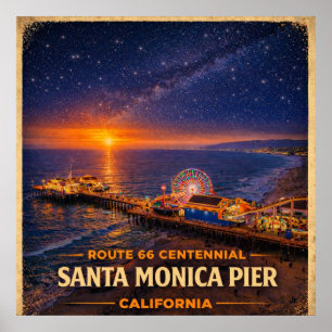 Poster Santa Monica Pier Californie Centenaire
