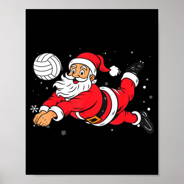 Poster Santa Playing Volleyball Christmas Pajama Cool Srt (Devant)