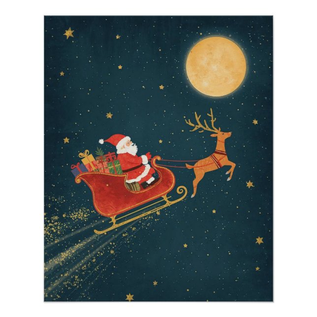 Poster Santa’s Sleigh Christmas Poster (Devant)