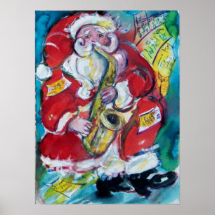 POSTER SANTA & SAX, FÊTE DE NOËL