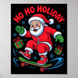 Poster Santa Skater Amateur de Skateboard Noël Drôle X