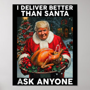 Poster Santa Trump Dinde Noël Célébration Drôle Brun