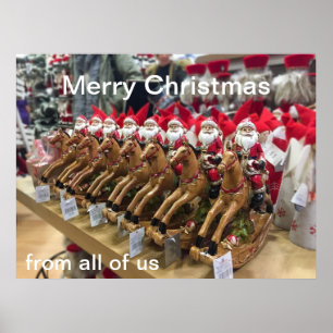 Poster Santas dans une rangée de voeux de Noël