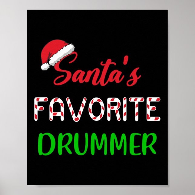 Poster Santas Favori Drummer Cadeau Fun drum Noël Pa (Devant)