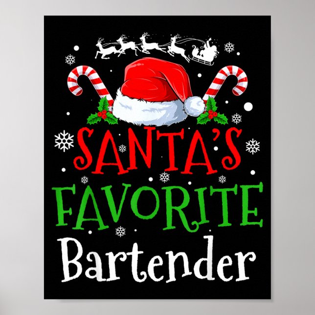 Poster Santa's Favorite Bartender Christmas Party  (Devant)