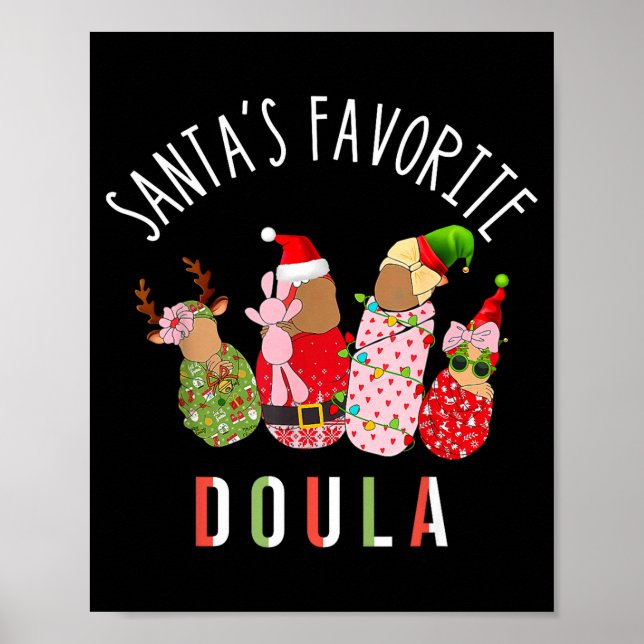 Poster Santa's Favorite Doula Nurse Christmas Stpartum Mi (Devant)