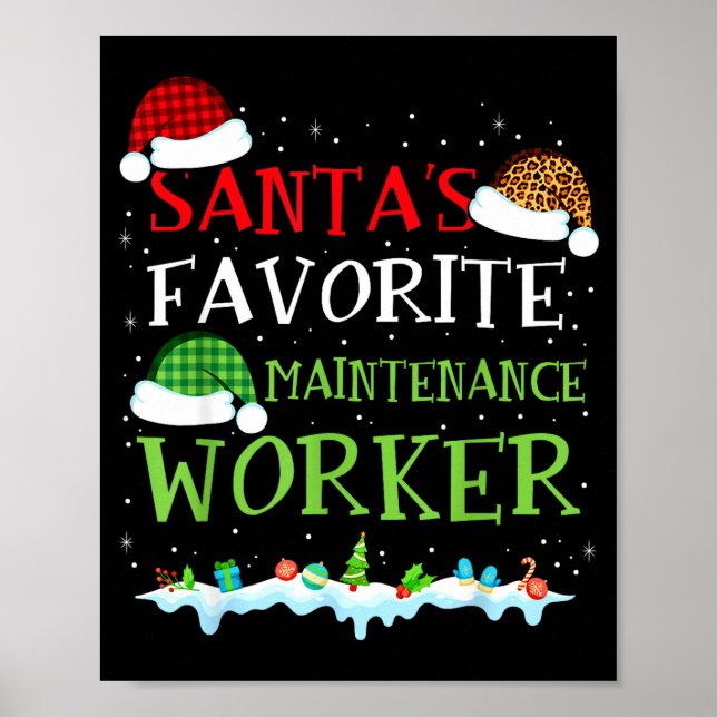 Poster Santa's Favorite Maintenance Worker Fun Christmas  (Devant)