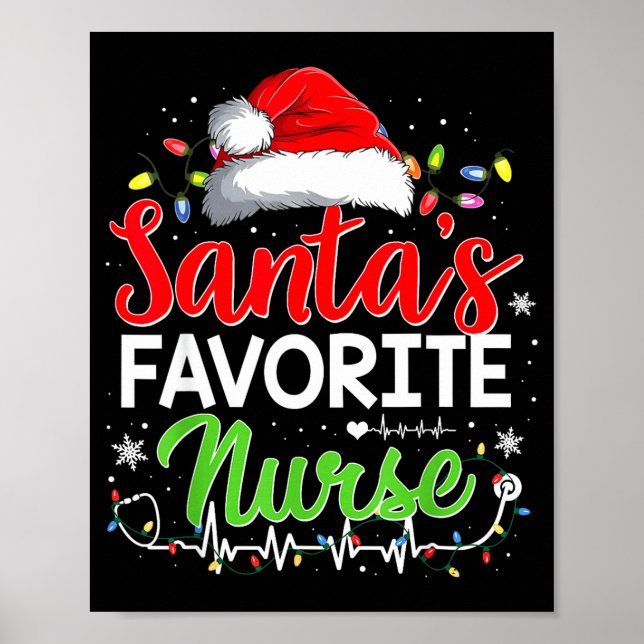 Poster Santa's Favorite Nurse Funny Christmas Nurse Xmas  (Devant)
