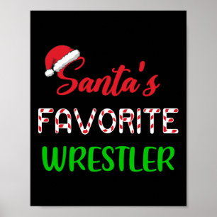 Poster Santas lutteur favori Funny lutte Noël