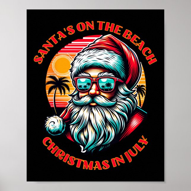 Poster Santa's On The Beach. Christmas In July.  (Devant)