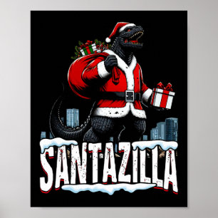 Poster Santazilla Kaiju Père Noël Noël Monstre Japonais