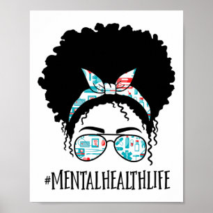 Poster Santé Black Afro Messy Bun Crew Africain Américain