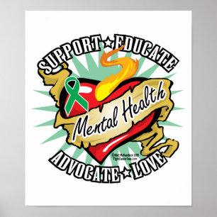 Poster Santé mentale Coeur classique