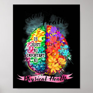 Poster Santé physique Cerveau floral Santé mentale