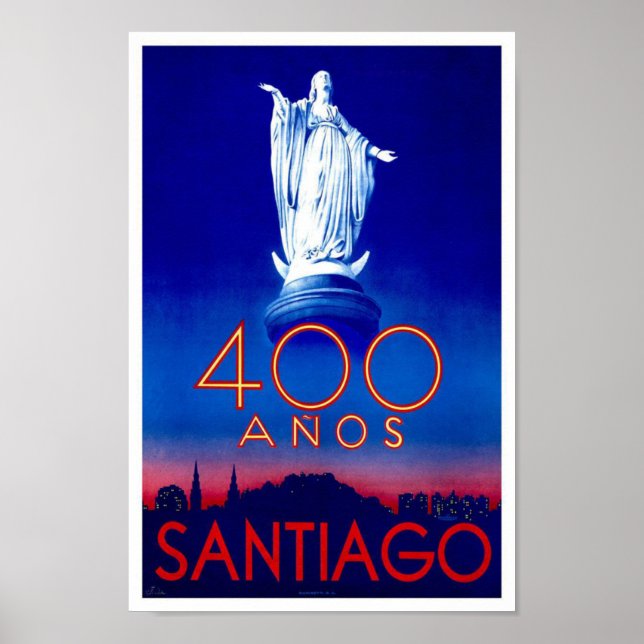 Poster Santiago Chili Vintage voyage (Devant)