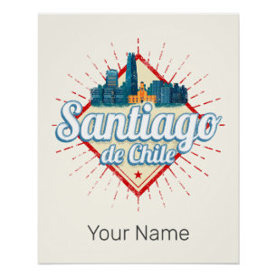 Poster Santiago de Chile City Vacances Rétro Skyline