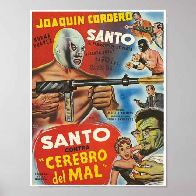 Poster Santo Contra Cerebro Del Mal (Devant)