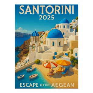 Poster Santorin 2025 - Evasion vers la mer Égée