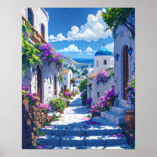 Poster Santorin en Grèce