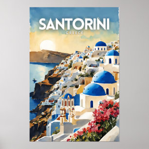 Poster Santorin Grèce Travel Art