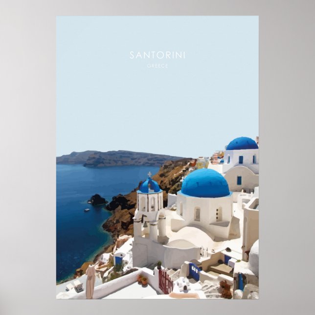 Poster Santorin, Grèce Travel Artwork (Devant)