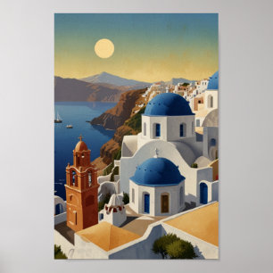 Poster Santorin Grèce Vintage Grèce Voyage