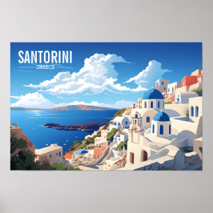 Poster Santorin Grèce Voyage L'île grecque