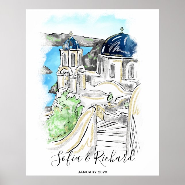 Poster Santorin Mariage, Fiançailles, Proposition (Devant)