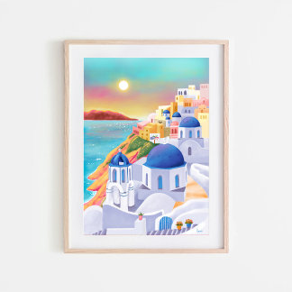 Poster Santorin Print Greece Art Print Europe Travel