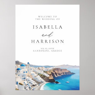 Poster SANTORINI GRÈCE Destination Mariage Bienvenue