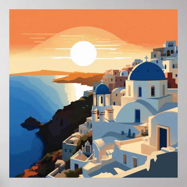 POSTER SANTORINI GRÈCE N° 1 (Devant)