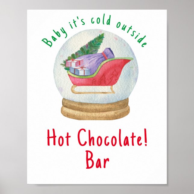 Poster Sants traîneau - Chaud chocolat bar (Devant)