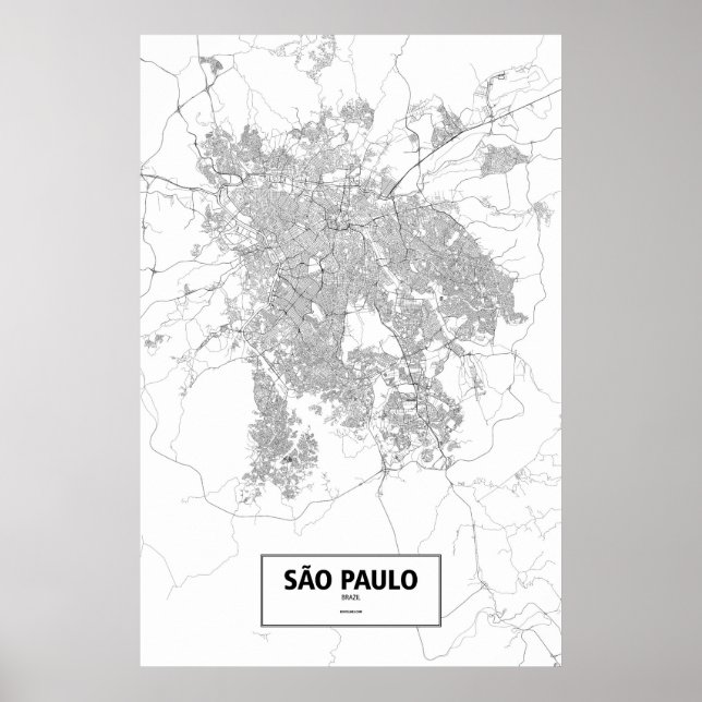Poster Sao Paulo, Brésil (noir sur blanc) (Devant)