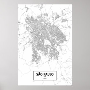 Poster Sao Paulo, Brésil (noir sur le blanc)
