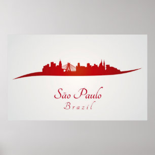 Poster Sao Paulo skyline in réseau