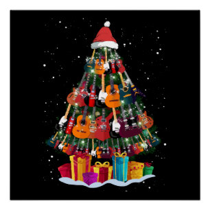 Poster Sapin de Noël drôle en guitare