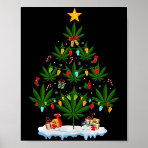 Poster Sapin de Noël en feuille Herbe Fumeur Noël Premium