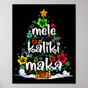 Poster Sapin de Noël Floral Hawaïen Mele Kalikimaka Tro
