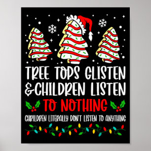 Poster Sapin de Noël Gâteau Les cimes des arbres scintill