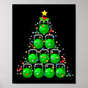 Poster Sapin de Noël Kettlebell Xmas Gym Entraînement Fit