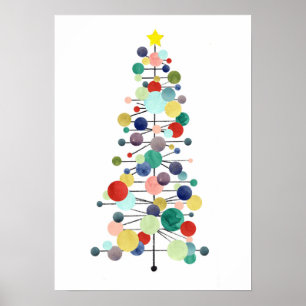 Poster Sapin de Noël milieu du siècle moderne Rétro Point