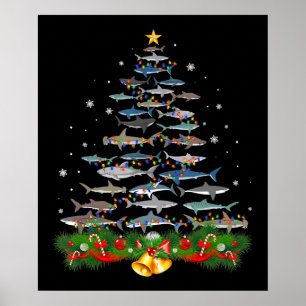 Poster Sapin de Noël Requin Cadeaux Amateurs de Requins H