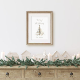 Poster Sapin de Noël rustique en bois flotté de la côte