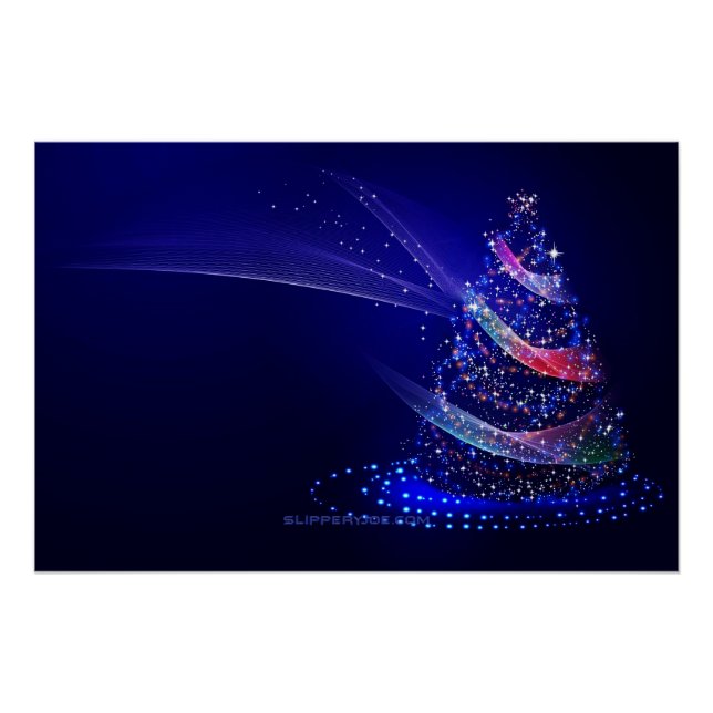 Poster Sapin de Noël SlipperyJoe numérique rouge transluc (Devant)