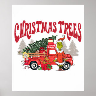 Poster sapins de noël frais de la ferme grinch