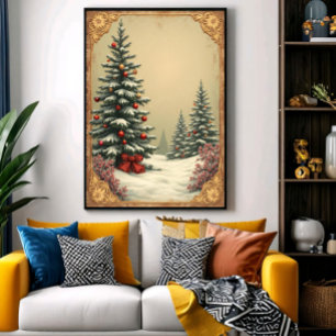 Poster Sapins de Noël sous la neige