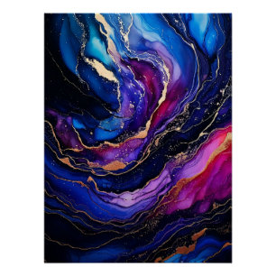 Poster Sapphire Amethyst peinture à l'encre or