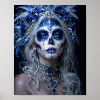 Poster Sapphire Moon Calavera – Jour Céleste Bleu de la